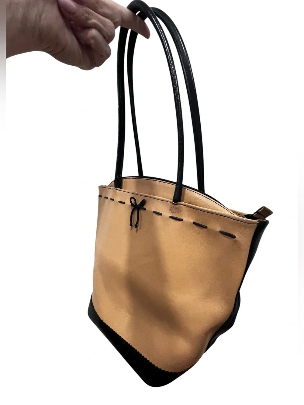Tiffany & Fred Paris Tan & Black medium Tote Bag Made in France